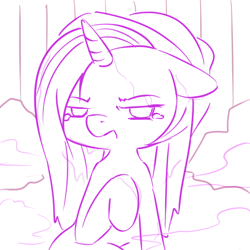 Size: 512x512 | Tagged: safe, artist:grim ponka, starlight glimmer, pony, unicorn, crying, hot springs, wet mane