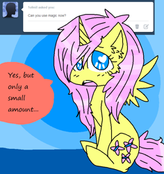 Size: 680x719 | Tagged: safe, artist:litwicks-ghost, fluttershy, alicorn, pony, ask, ask alicorn fluttershy, fluttercorn, race swap, solo, tumblr