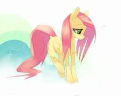 Size: 1187x941 | Tagged: safe, artist:skygracer, fluttershy, pegasus, pony, female, mare, pink mane, solo, yellow coat