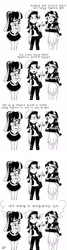 Size: 850x3188 | Tagged: artist needed, safe, sci-twi, starlight glimmer, sunset shimmer, twilight sparkle, human, black and white, comic, dialogue, female, glasses, grayscale, humanized, korean, monochrome, translated in the comments, translation request, trio