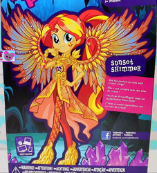 Size: 1298x1428 | Tagged: safe, sunset shimmer, equestria girls, legend of everfree, alicornified, box art, clothes, crystal gala, high heels, platform shoes, promotional art, race swap, shimmercorn, solo, wings