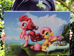 Size: 4200x3150 | Tagged: safe, artist:deathpwny, fluttershy, pinkie pie, earth pony, pegasus, pony, canvas, painting