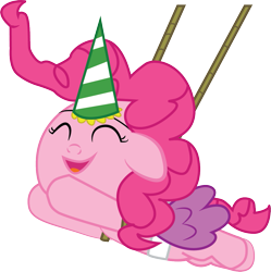 Size: 1097x1103 | Tagged: safe, artist:aetherlordignus, pinkie pie, pony, alicorn party, baby, baby pony, cute, diaper, diapinkes, eyes closed, fake wings, filly, floppy ears, foal, hat, open mouth, party hat, simple background, smiling, solo, transparent background, vector