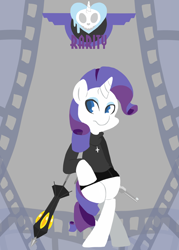 Size: 700x980 | Tagged: safe, artist:coggler, rarity, pony, unicorn, crossover, parasoul, skullgirls, solo