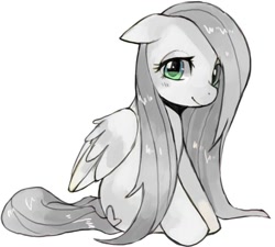 Size: 900x811 | Tagged: safe, artist:suikuzu, edit, fluttershy, pegasus, pony, grayscale, monochrome, neo noir, partial color, solo, wet mane