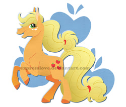 Size: 700x595 | Tagged: safe, artist:expresslove, applejack, earth pony, pony, rearing, solo, watermark