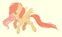 Size: 984x596 | Tagged: safe, artist:cenyo, fluttershy, pegasus, pony, female, mare, pink mane, solo, yellow coat