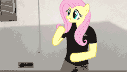 Size: 500x281 | Tagged: safe, artist:jake whyman, edit, fluttershy, pegasus, pony, animated, barry kramer, dancing, fluttershy not included, game grumps