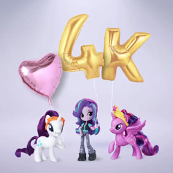 Size: 640x640 | Tagged: safe, rarity, starlight glimmer, twilight sparkle, twilight sparkle (alicorn), alicorn, pony, unicorn, equestria girls, balloon, doll, equestria girls minis, irl, official, photo, toy