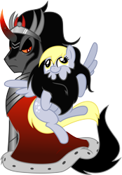 Size: 7500x10790 | Tagged: safe, artist:mactavish1996, artist:mickeymonster, derpy hooves, king sombra, pegasus, pony, absurd resolution, female, mare, simple background, transparent background, unamused, vector