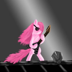 Size: 1500x1500 | Tagged: safe, artist:the-laughing-horror, pinkie pie, earth pony, pony, female, guitar, mare, pink coat, pink mane, solo