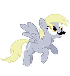 Size: 1926x2107 | Tagged: safe, derpy hooves, pegasus, pony, female, flying, mare, moustache, moustache edit, solo