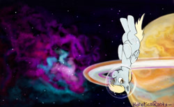 Size: 1350x829 | Tagged: safe, artist:hereticalrants, derpy hooves, pegasus, pony, female, mare, solo, space