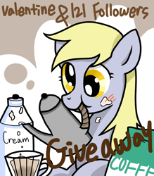 Size: 700x800 | Tagged: safe, derpy hooves, pegasus, pony, askcafeownerderpy, coffee, female, mare, mouth hold, solo