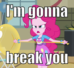 Size: 1046x958 | Tagged: safe, pinkie pie, equestria girls, clothes, female, image macro, pink hair, solo