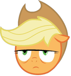 Size: 524x559 | Tagged: safe, idw, applejack, earth pony, pony, idw showified, reaction image, simple background, transparent background, unibrow, vector