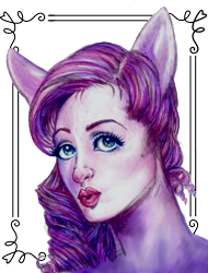 Size: 1413x1857 | Tagged: safe, artist:felvita, rarity, human, bust, eared humanization, humanized, light skin, lipstick, portrait, solo