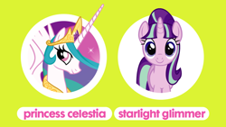 Size: 1136x640 | Tagged: dead source, safe, princess celestia, starlight glimmer, alicorn, pony, discovery family, friendship fridays, stock vector, vote