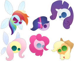 Size: 3500x2917 | Tagged: safe, derpibooru import, applejack, fluttershy, pinkie pie, rainbow dash, rarity, twilight sparkle, parasprite, mane six, paraspritized, simple background, species swap, transparent background