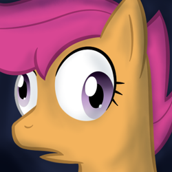 Size: 400x400 | Tagged: safe, artist:lamia, scootaloo, are you a wizard, confused, derp, faic, reaction image, shocked, simple background, solo