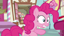 Size: 400x225 | Tagged: safe, pinkie pie, earth pony, pony, wonderbolts academy, animated, female, mare, pink coat, pink mane, solo