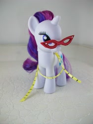 Size: 2748x3664 | Tagged: source needed, safe, rarity, brushable, glasses, irl, measuring tape, photo, solo, toy