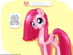 Size: 1024x768 | Tagged: safe, artist:frankier77, pinkie pie, earth pony, pony, ask, ask pinkamena diane pie, cute, cuteamena, pinkamena diane pie, solo, tumblr