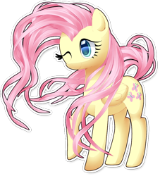 Size: 862x949 | Tagged: safe, artist:sylvaur, fluttershy, pegasus, pony, one eye closed, simple background, solo, transparent background, windswept mane, wink