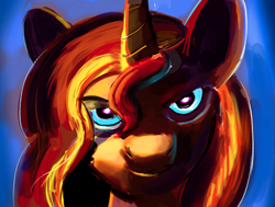 Size: 426x322 | Tagged: safe, edit, sunset shimmer, pony, glowing eyes, looking at you, solo