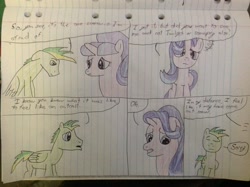 Size: 2592x1936 | Tagged: safe, artist:didgereethebrony, starlight glimmer, oc, oc:didgeree, pony, continuity error, lined paper, traditional art