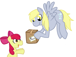 Size: 689x519 | Tagged: safe, artist:coggler, apple bloom, derpy hooves, pegasus, pony, female, mare, package