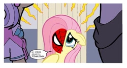 Size: 890x477 | Tagged: safe, edit, fluttershy, pegasus, pony, comic, female, mare, spider-man