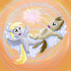 Size: 1280x1280 | Tagged: safe, artist:artoftheghostie, derpy hooves, doctor whooves, pegasus, pony, female, mare, muffin