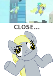 Size: 207x296 | Tagged: safe, derpy hooves, pegasus, pony, rarity takes manehattan, :i, background pony, female, looking at you, mare, meme, not derpy, ritzy doo, shrug, shrugpony