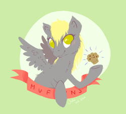 Size: 1600x1444 | Tagged: safe, artist:juliwu, derpy hooves, pegasus, pony, female, mare, muffin, solo