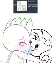 Size: 500x600 | Tagged: safe, artist:ladilol, rarity, spike, dragon, pony, unicorn, female, male, plushie, plushophilia, shipping, solo, sparity, straight