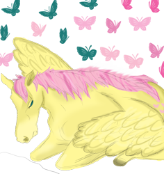 Size: 1698x1795 | Tagged: safe, artist:ijustdontgetit, fluttershy, butterfly, pegasus, pony, realistic, solo