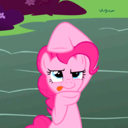 Size: 540x540 | Tagged: safe, screencap, pinkie pie, earth pony, pony, griffon the brush off, animated, solo, tongue out