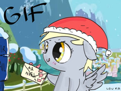 Size: 640x480 | Tagged: safe, artist:loukaw, derpy hooves, pegasus, pony, female, hat, letter, mare, santa hat, solo