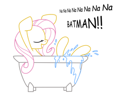 Size: 3000x2600 | Tagged: safe, artist:joey darkmeat, artist:lordzid, fluttershy, pegasus, pony, bath, bathtub, batman, comic sans, solo