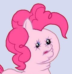 Size: 240x246 | Tagged: safe, pinkie pie, earth pony, pony, female, mare, pink coat, pink mane, scrunchy eyes, simple background, solo