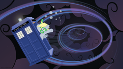 Size: 1920x1080 | Tagged: safe, artist:ethaes, derpy hooves, pegasus, pony, doctor who, female, mare, tardis