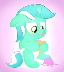 Size: 850x950 | Tagged: safe, artist:lamia, lyra heartstrings, crying, diaper, filly, foal, ice cream