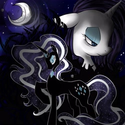 Size: 3990x3990 | Tagged: safe, artist:kawaiimangaartist, nightmare rarity, rarity, pony, unicorn, female, horn, moon