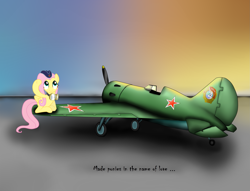 Size: 1959x1500 | Tagged: safe, artist:filincool, fluttershy, pegasus, pony, aircraft, fighter, plane, polikarpov i-16, solo