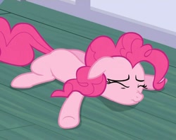 Size: 728x576 | Tagged: safe, screencap, pinkie pie, earth pony, pony, female, mare, pink coat, pink mane, scrunchy face, solo