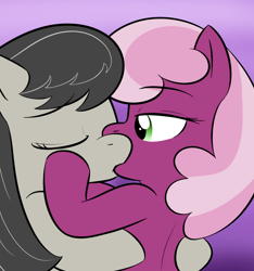 Size: 750x800 | Tagged: safe, artist:lamia, cheerilee, octavia melody, earth pony, pony, female, kissing, lesbian, shipping, tavilee