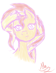 Size: 667x867 | Tagged: safe, artist:ayanokorohama, sunset shimmer, pony, clothes, doodle, female, solo, two toned hair