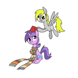 Size: 1400x1400 | Tagged: safe, artist:gearholder, amethyst star, derpy hooves, sparkler, pegasus, pony, clothes, female, fez, hat, implied death, mare, mother and child, mother and daughter, parent and child, scarf