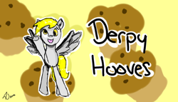 Size: 1280x730 | Tagged: safe, artist:flutteralpaca, derpy hooves, pegasus, pony, female, mare, muffin, solo